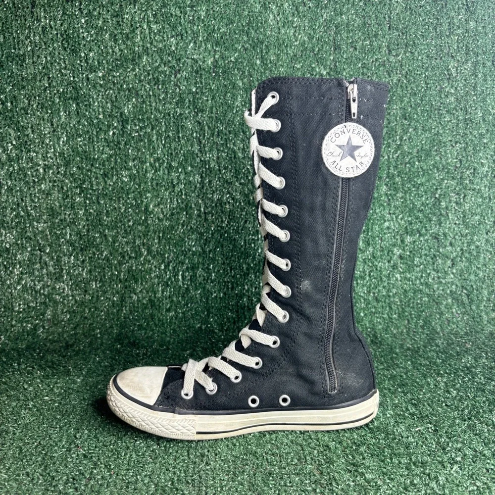 Converse Chuck Taylor XX-Hi Knee High Zip Canvas Emo Goth Sneaker Black Junior 1